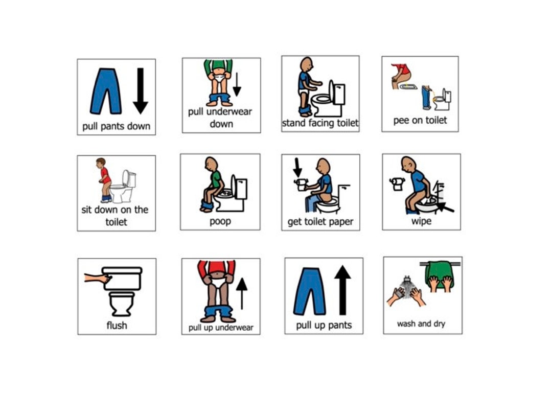 Visual Bathroom Potty Training for Boys Autism Sit/stand Etsy