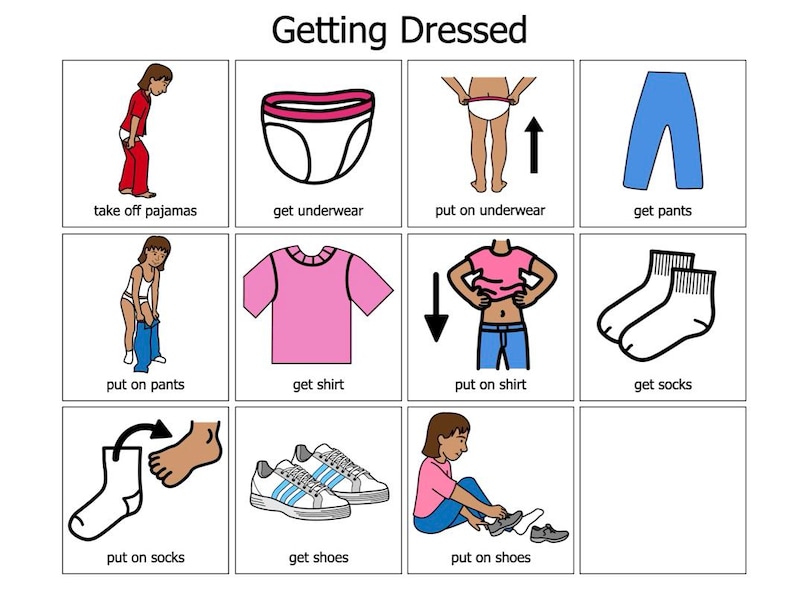 Getting It In Getting Dressed Girl Visual Autism - Picture Communication Cards Board ...