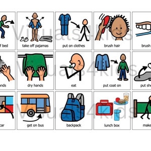 Morning Routine Visual Cards - Getting Ready Boardmaker AAC Autism - Picture Cards