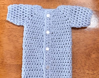 Micro Preemie Crocheted Bunting and Beanie, Light Blue, 20 Weeks