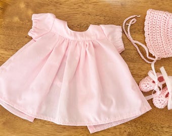 Pink Bereavement Dress, Crochet Booties and Bonnet, Pink, 1-1/2 lbs,  24 Weeks Gestation