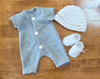 Micro Preemie Knit Romper, Felt Shoes, Crochet Beanie, Bereavement Outfit, 24 Weeks Gestation
