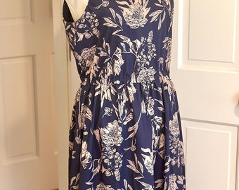 Women's Sun Dress, Navy Floral, Size 12