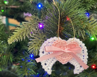 Holiday Ornament, Pregnancy Loss Support, Crocheted Angel Wings, Baby Boy, Baby Girl, Gender Neutral