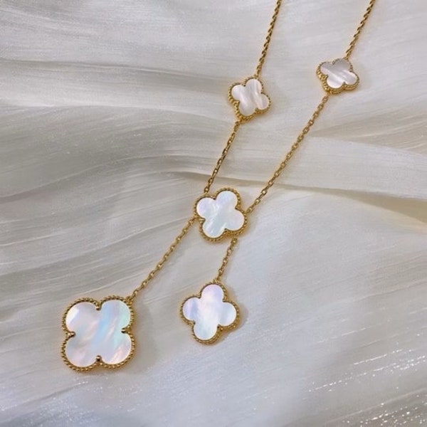 High quality clover necklace / four leaf clover jewelry / Van Cleef inspired