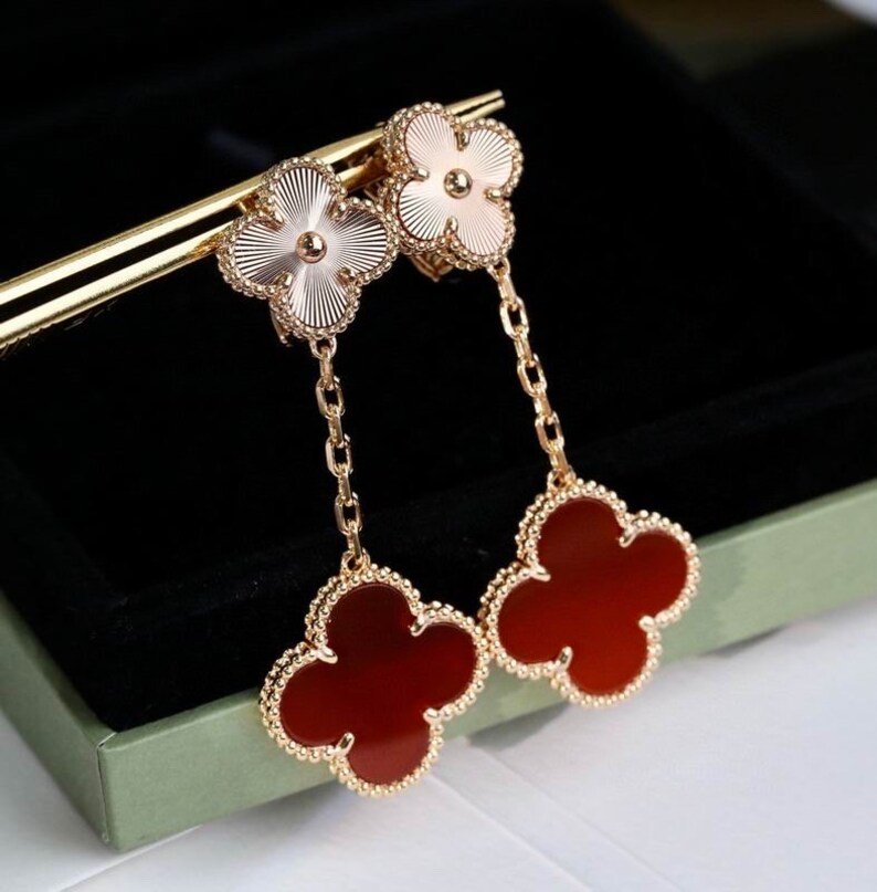 Hochqualitative Clover Ohrringe / Vier Kleeblatt Schmuck / Van Cleef inspiriert Bild 2