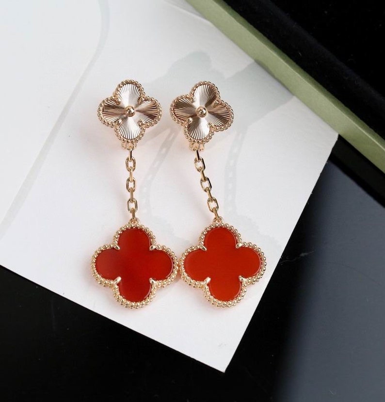 Hochqualitative Clover Ohrringe / Vier Kleeblatt Schmuck / Van Cleef inspiriert Bild 1