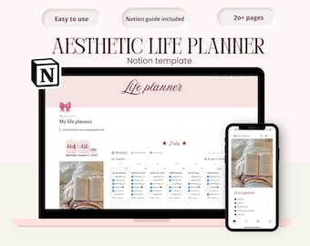 Ultimate Life Planner Notion template Aesthetic Notion Template For Girls That Girl Template Aesthetic Notion Dashboard 2025 Planner ADHD