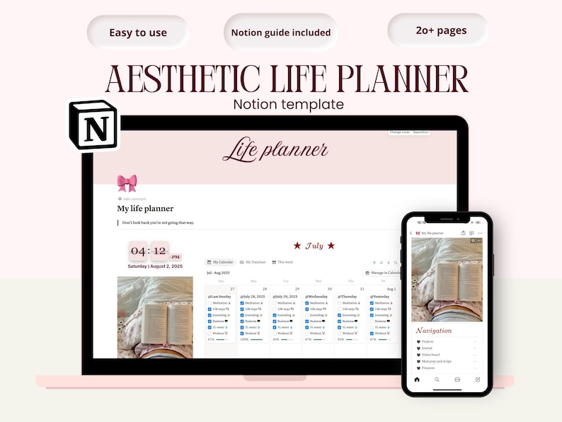 Ultimate Life Planner Notion Template Aesthetic Notion Template for ...