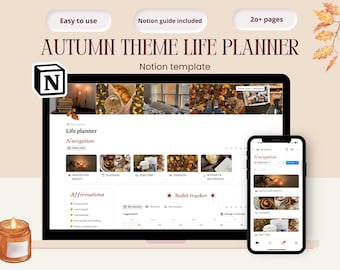Modèle de notion de planificateur de vie d'automne Modèle de notion de planificateur numérique esthétique d'automne tout-en-un Planificateur de vie esthétique d'automne, notion d'Halloween