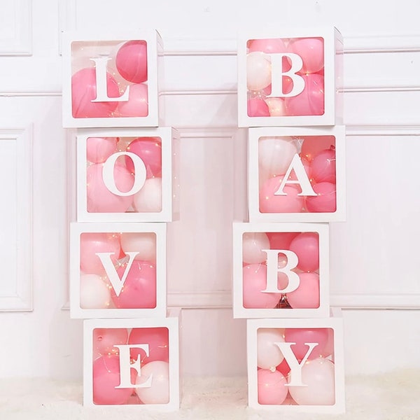 Balloon box white "LOVE" / "BABY" decoration