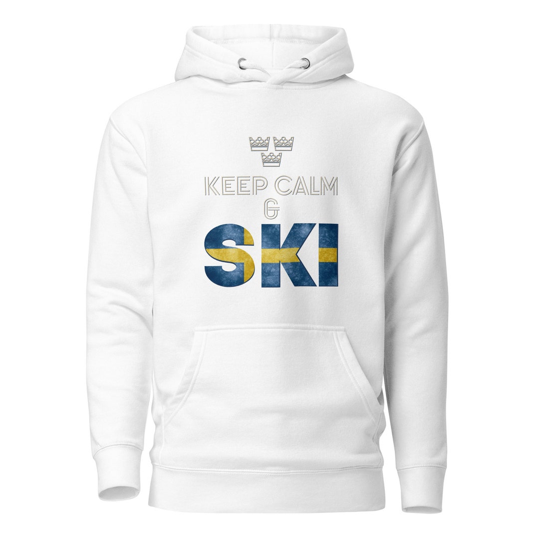 Swedish Ski Hoodie Keep Calm and Ski Swedish Flag Hoodie Scandinavian