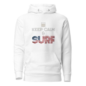 Patriotic Surf Hoodie  American Surf Vibes  Keep Calm in America  Stars and Stripes Hoodie Unisex Hoodie