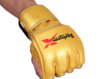 LIFT US LLC Large MMA Gloves – Leather Punch Fighting Gloves For Boxing & Muay Thai (Unisex Black)