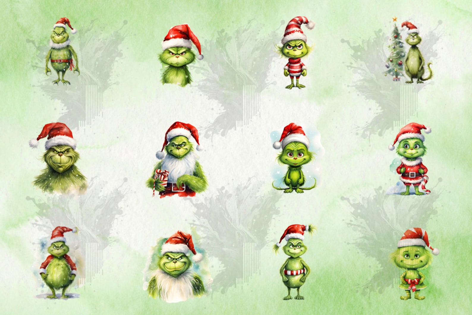 Green Christmas Monster PNG Clipart Collection Kawaii Green Monster for
