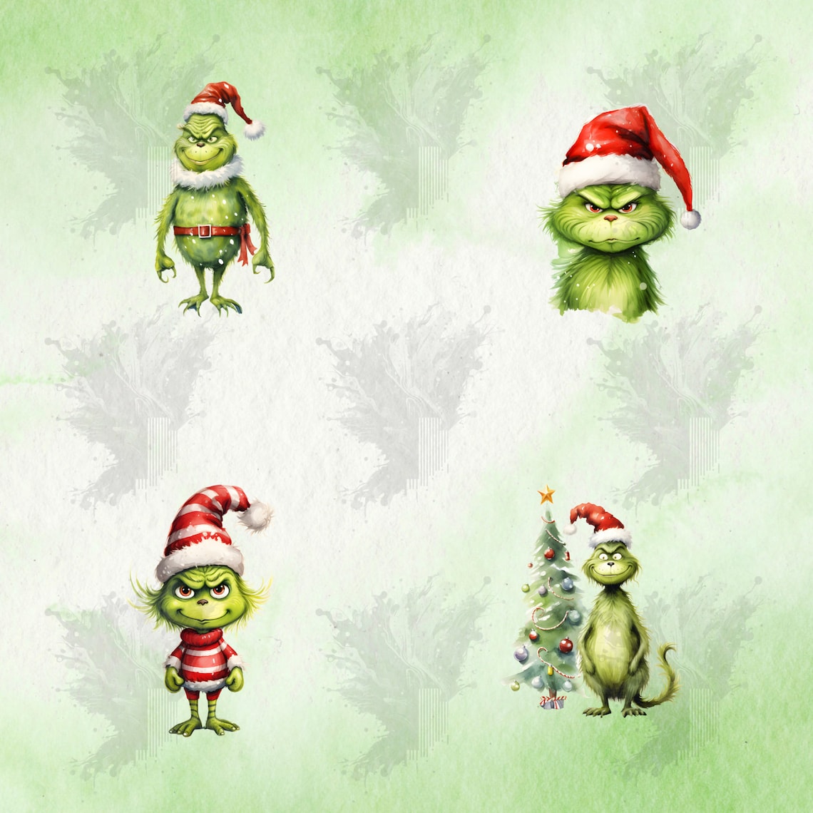 Green Christmas Monster PNG Clipart Collection Kawaii Green Monster for