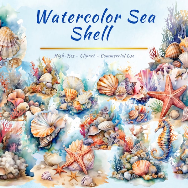 Seashell SVG PNG Clipart Collection | Ocean, Nautical, Star, Sea Horse, Coral, Sea Life Clipart Bundle