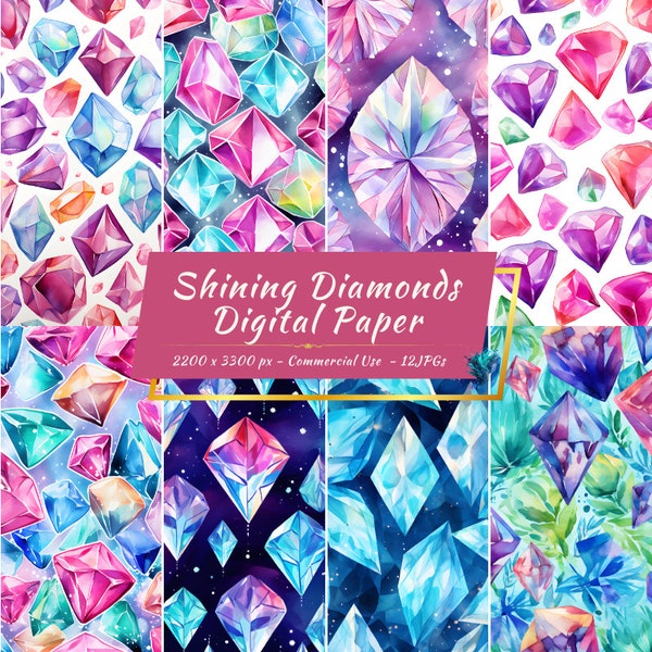 Diamond Glam Digital Paper Pack | Luxurious Shining Backgrounds