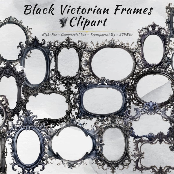 Victorian Antique Frame Clipart Collection | Black, Elegant Decorative Frames