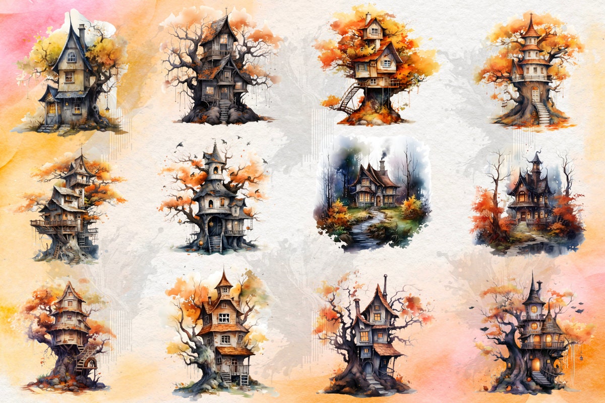 Witch House SVG PNG Clipart Collection Halloween Mystical Etsy