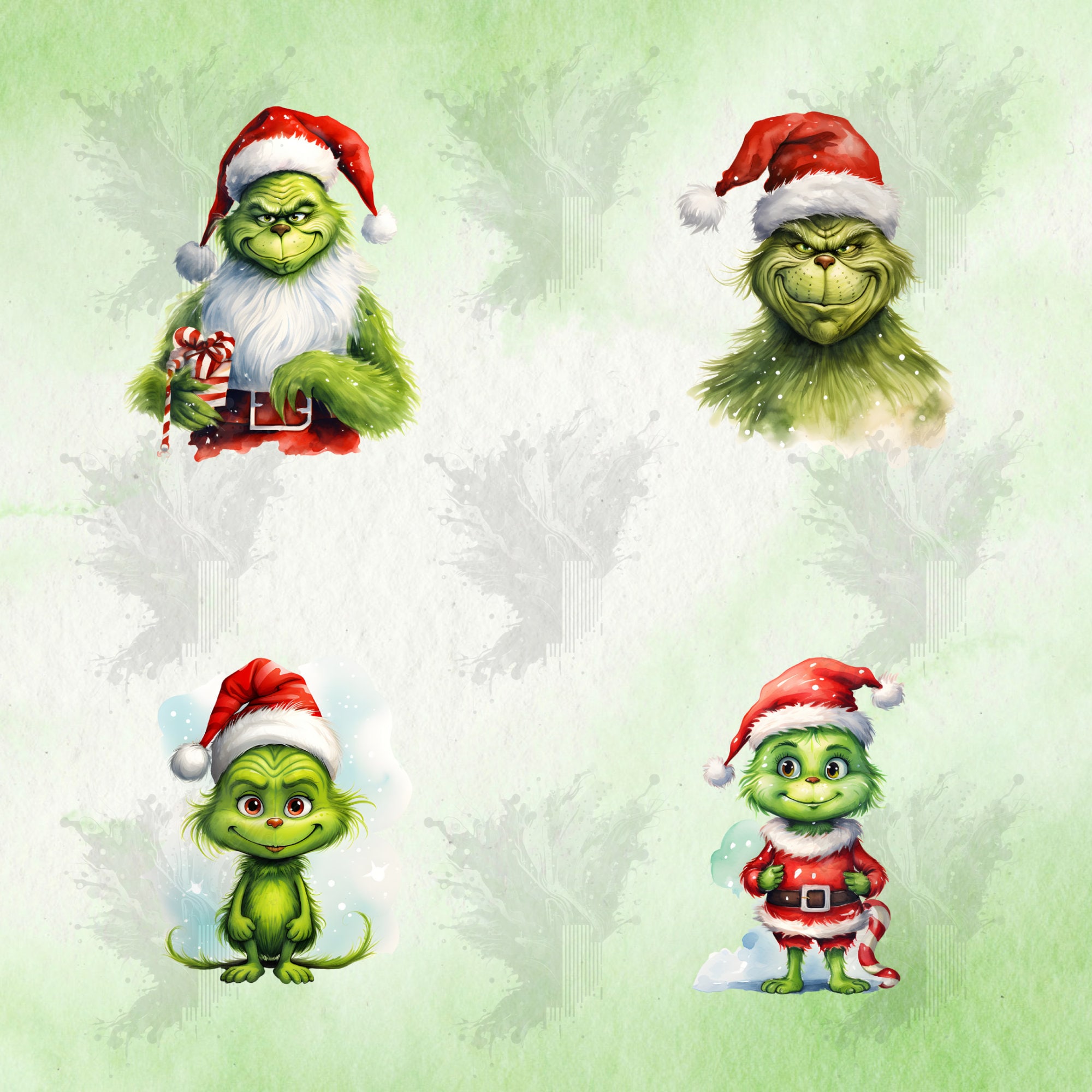 Green Christmas Monster PNG Clipart Collection Kawaii Green Monster for