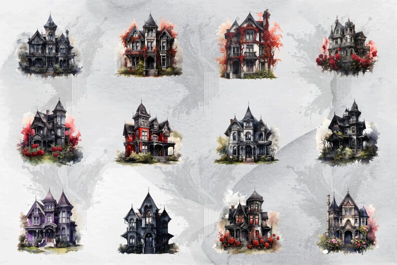 Collection de cliparts PNG maison gothique Maisons de sorcières, de maisons hantées et de vampires image 3