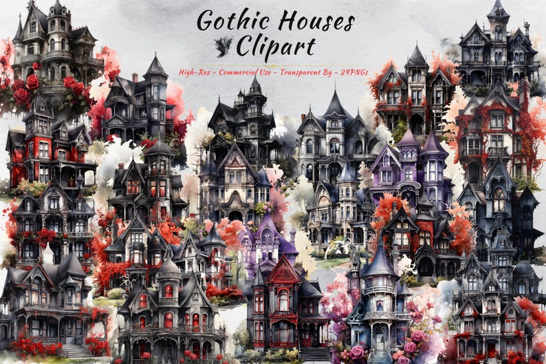 Collection de cliparts PNG maison gothique Maisons de sorcières, de maisons hantées et de vampires image 1