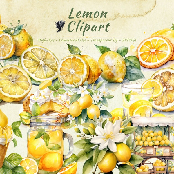 Lemon PNG Clipart Collection | Fruit, Summer, Lemonade, Lemonade Stand Clipart Bundle