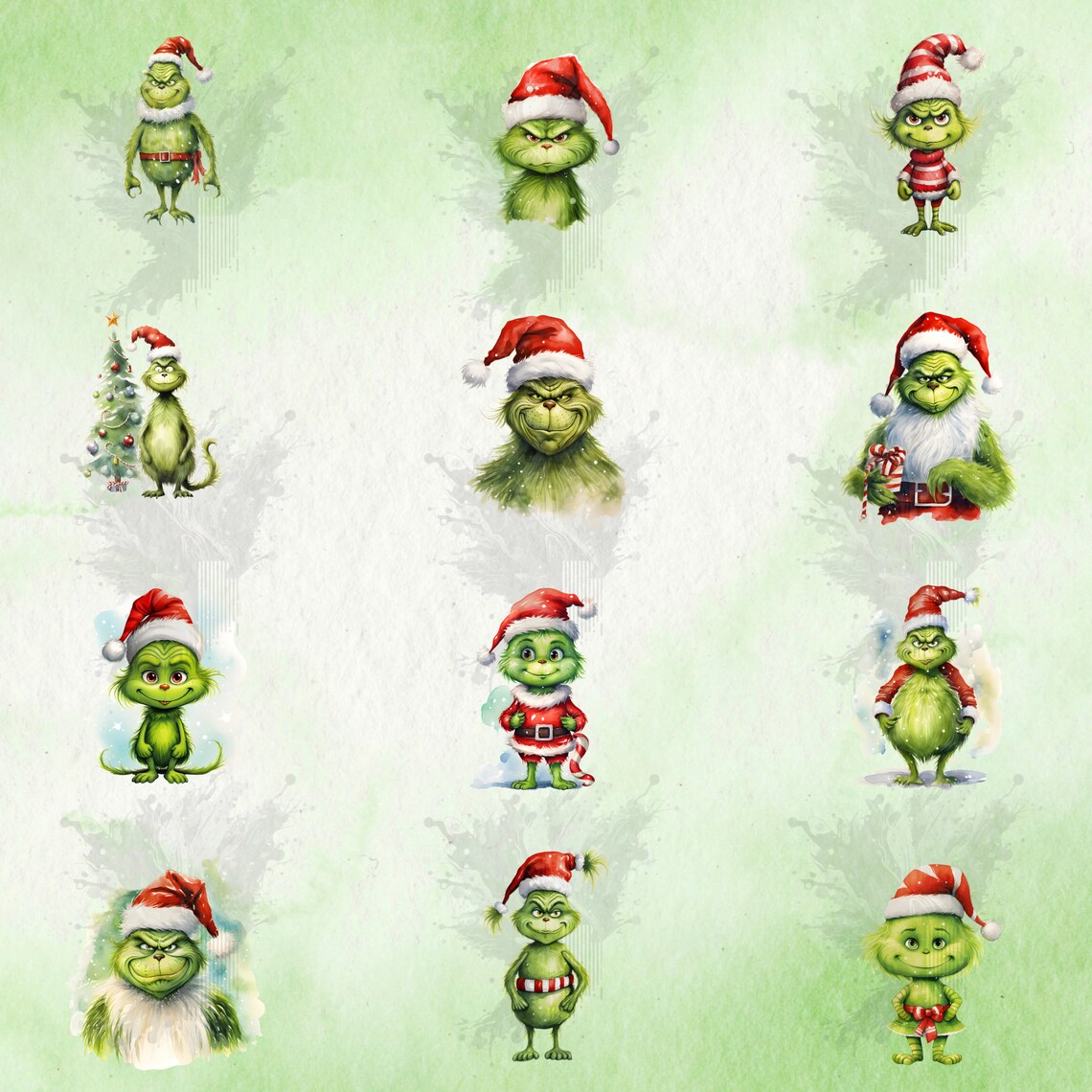 Green Christmas Monster PNG Clipart Collection Kawaii Green Monster for