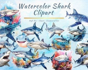 Collection de cliparts PNG requin | Bébé requin, vie marine, vie marine, ensemble de cliparts animaux