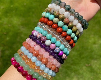 Handmade Gemstone Crystal Bracelet: Elastic Beaded Jewelry