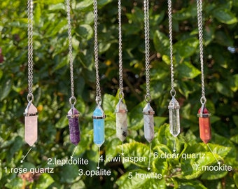 39 Kinds Crystal Point Pendant, Gemstone Faceted Point Pendant Necklace, Energy Crystal Necklace, Handmade Jewelry, Gift for Her