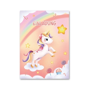 Einladungskarten Einhorn - Kindergeburtstag - Einhorn Gastgeschenk