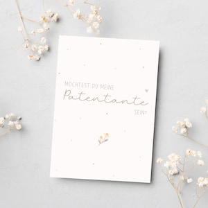 Patentante fragen - Patenonkel fragen - Patentante Überraschung Karte Boho Geschenk Taufpate