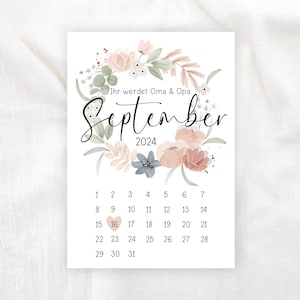 Schwangerschaft verkünden - Personalisierte Karte zur Geburt A6 - Du wirst Oma Opa Papa Tante Onkel - Blumenkranz Boho Karte Baby