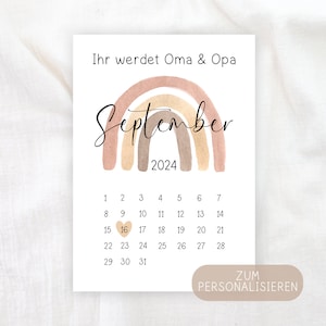 Schwangerschaft verkünden - Personalisierte Karte zur Geburt A6 - Du wirst Oma Opa Papa Tante Onkel - Regenbogen Karte Baby