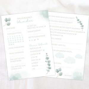 Babyshower Karten Babyparty Boho Tippkarten Baby Eukalyptus