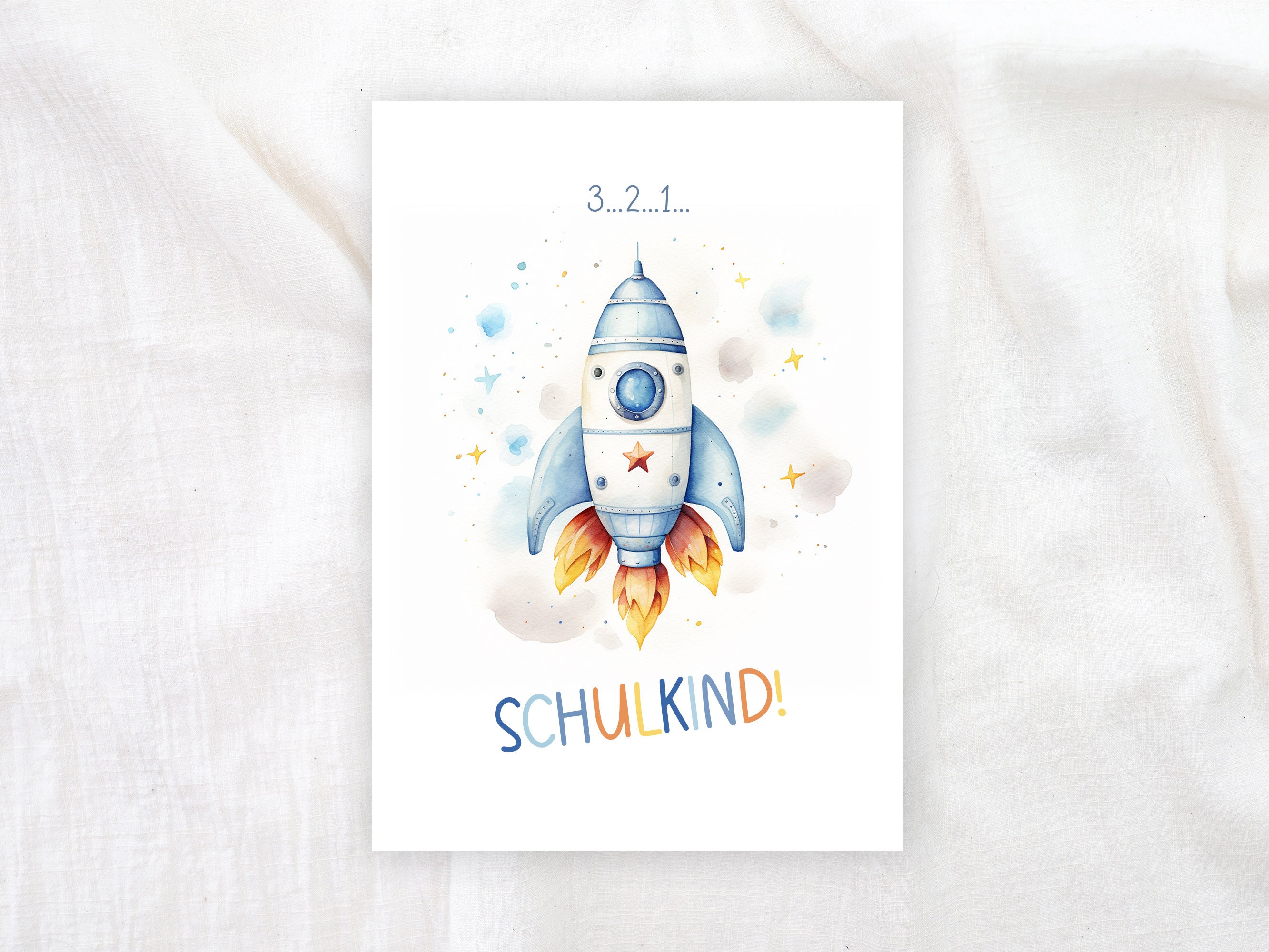 Card for starting school with rocket - school start school child - postcard A6 - school enrollment card - gift for starting school - folding card A6