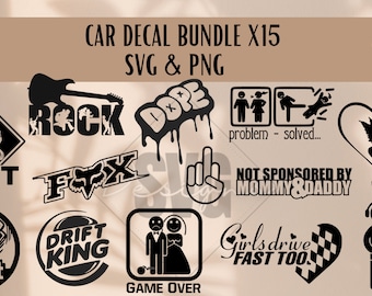 Car Decal SVG Bundle-Car Decal-Svg Bundle-Png Bundle-Car Window Stickers-Clipart-Svg Download-Digital Download-Vehicle Decal Svg-Png Bundle