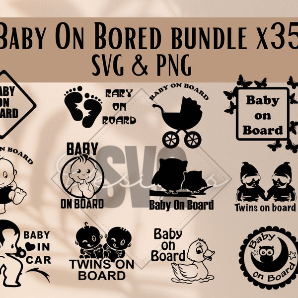 Baby On Bored Car Decal Bundle-Baby Svg-Svg Files For Cricut-Baby On Bored-Svg Decal-Instant Download-Baby Decal-Digital File For Cricut-SVG