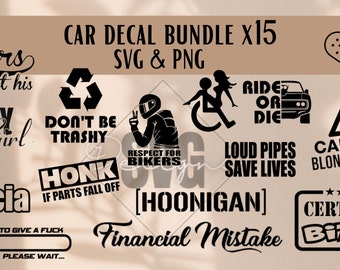 Car Decal SVG Bundle-Svg Bundles-Trendy Car Decals-Digital Download-ClipArt Stickers-Car Decal Svg Files-Cut Files For Cricut-Png-Svg
