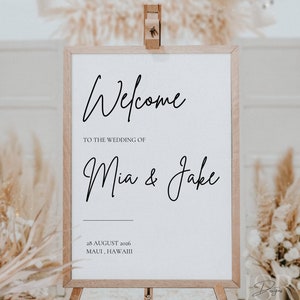 Minimalist Wedding Welcome Sign Template, Welcome to Our Wedding Sign, Modern Minimalist Wedding Sign, Wedding Reception Sign, Editable Sign