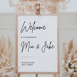 Welcome to Our Wedding Sign, Minimalist Wedding Welcome Sign Template, Modern Minimalist Wedding Sign, Wedding Reception Sign, Editable Sign