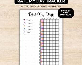 Rate My Day - Yearly Printable Journal Page - Mindfulness Diary - Digital Planner - Self Care Routine - Bullet Journaling - Journal Tracker