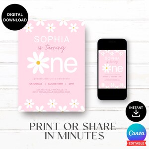 1st Birthday Party Invite 1st Birthday Invitation 1st Party Invitation First Birthday Editable Digital Template Instant Download