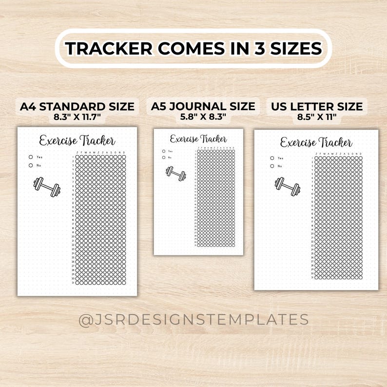 Exercise Tracker Dotted Journal, Printable Workout Log, Fitness Planner ...