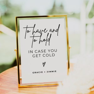 Wedding Blanket Sign, In Case You Get Cold Sign, Modern Minimalist Wedding Sign, Wedding Reception Sign 5x7, Boho Wedding Sign