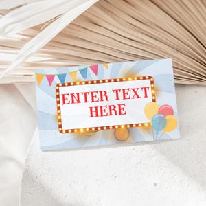 Editable Circus Food Label Carnival Party Name Tag Decorations Circus Theme Birthday Printable Template Personalize Instant Digital Download