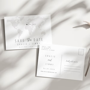 Im Ausland Speichern Sie das Datum Einladung International Übersee Speichern Sie das Datum Hochzeit Postkarte Bearbeitbare druckbare Vorlage Sofortiger Download