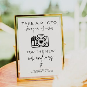 Wedding Guestbook Sign, Modern Photo Guestbook Sign, Take a Photo, Modern Minimalist Wedding Sign, Wedding Reception Sign 5x7, Boho Wedding